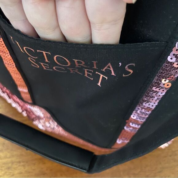 Victoria’s Secret Sequin And Canvas Tote Pink Black - Picture 12 of 12